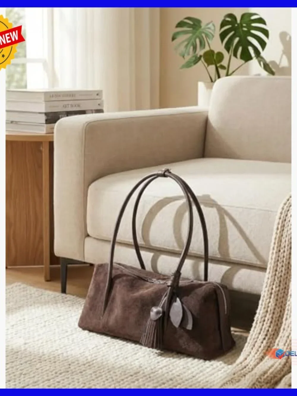 Genuine Suede Leather Hobo Bag, Lightweight Tote for Daily Commute